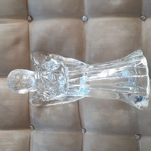 Vintage heavy pressed glass angel candle holder.